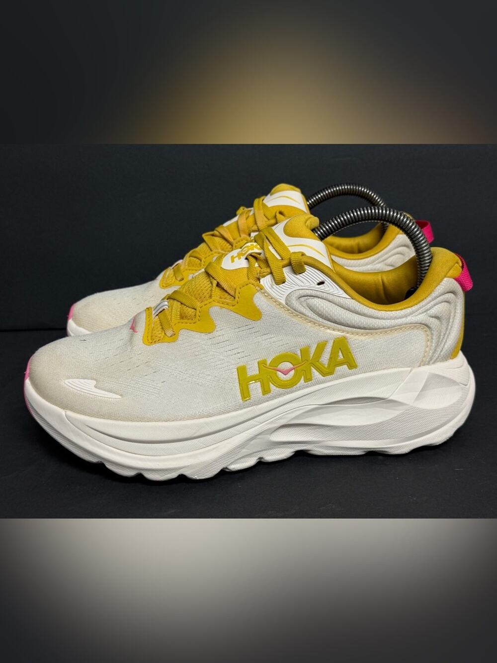Hoka One One Gaviota 6 Women’s 8D WIDE Birch Yellow Athletic Shoes WORN ONCE